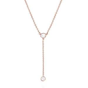 Rock & Divine Lily Pad Lariat Diamond Necklace in 18K Rose Gold F VS2